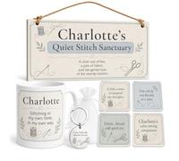 Personalised Box Set Stitch Sanctuary Sewing Room Decor Gift Mug Plaque