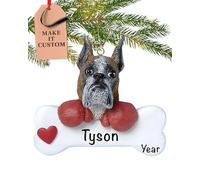 Personalised Boxer Dog Bone Ornament 2025 - Fast & Free 24h Customisation - Pet Christmas Ornaments for Tree - Custom Gift Wrapped Xmas Keepsake for Dog-Lovers