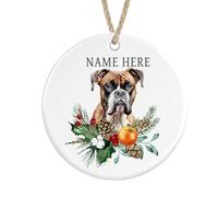 Personalised Boxer Dog Ceramic, Christmas Tree Bauble Decoration