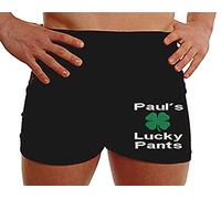 Personalised boxer shorts birthday wedding gifts for husband shamrock 4 leaf lucky pants - Leg (XXL) Black
