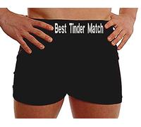 Personalised boxer shorts waistband for husband Best Tinder Match Ever - Leg (m) Black