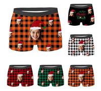 Personalised Boxers for Men, Funny Boxers for Men, Mens Boxer Shorts Funny Christmas Personalised Underwear with Photo, Custom Gifts for Weeding Valentines Anniversary Birthday Red