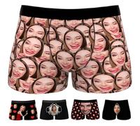 Personalised Boxers for Men with Face, Custom Funny Face Underwear with Name, Personalised Mens Underpants Shorts Gifts for Valentine's Day, Christmas Day, Personalised Funny Gifts for Him Boyfriend