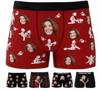 Personalised Boxers for Men with Face, Custom Funny Face Underwear with Name, Personalised Mens Underpants Shorts Gifts for Valentine's Day, Christmas Day, Personalised Funny Gifts for Him Boyfriend