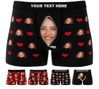 Personalised Boxers for Men with Face, Custom Funny Face Underwear with Name, Personalised Mens Underpants Shorts Gifts for Valentine's Day, Christmas Day, Personalised Funny Gifts for Him Boyfriend