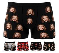 Personalised Boxers for Men with Face, Custom Funny Face Underwear with Name, Personalised Mens Underpants Shorts Gifts for Valentine's Day, Christmas Day, Personalised Funny Gifts for Him Boyfriend