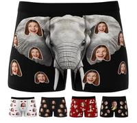 Personalised Boxers for Men with Face, Custom Funny Face Underwear with Name, Personalised Mens Underpants Shorts Gifts for Valentine's Day, Christmas Day, Personalised Funny Gifts for Him Boyfriend