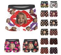 Personalised Boxers For Men With Photo - Custom Boxers With Face Funny Shorts for Men Underwear Personalised Gifts for Valentines, Anniversary, Birthday, Wedding I Love You Gifts for Him, S-5XL