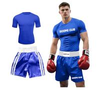 Personalised Boxing Shorts Set Custom Name & Pattern Top with Fight Trunks for Adults and Kids Lightweight Anti-Tear Fabric with Adjustable Waist Muay Thai MMA Gear