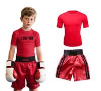 Personalised Boxing Shorts Set Custom Name & Pattern Top with Fight Trunks for Adults and Kids Lightweight Anti-Tear Fabric with Adjustable Waist Muay Thai MMA Gear