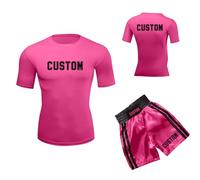Personalised Boxing Shorts Set Custom Name & Pattern Top with Fight Trunks for Adults and Kids Lightweight Anti-Tear Fabric with Adjustable Waist Muay Thai MMA Gear