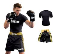 Personalised Boxing Uniform Custom Name & Pattern Top with Fight Trunks for Men's Women's Kids Lightweight Anti-Tear Fabric with Adjustable Waist for Muay Thai MMA Tranning