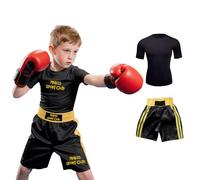 Personalised Boxing Uniform Custom Name & Pattern Top with Fight Trunks for Men's Women's Kids Lightweight Anti-Tear Fabric with Adjustable Waist for Muay Thai MMA Tranning