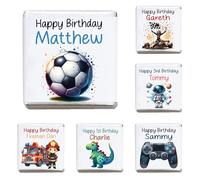 Personalised Boy Milk Chocolate Neapolitans Coins Sweets Happy Birthday Merry Christmas Astronaut Space Football Footballer Dinosaur Fireman Racing Car Formula One (50, Silver Neapolitan)
