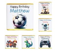 Personalised Boy Milk Chocolate Neapolitans Coins Sweets Happy Birthday Merry Christmas Astronaut Space Football Footballer Dinosaur Fireman Racing Car Formula One (20, Gold Neapolitan)