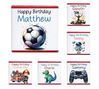 Personalised Boy Milk Chocolate Neapolitans Coins Sweets Happy Birthday Merry Christmas Astronaut Space Football Footballer Dinosaur Fireman Racing Car Formula One (25, Red Neapolitan)