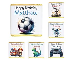 Personalised Boy Milk Chocolate Neapolitans Coins Sweets Happy Birthday Merry Christmas Astronaut Space Football Footballer Dinosaur Fireman Racing Car Formula One (10, Gold Neapolitan)