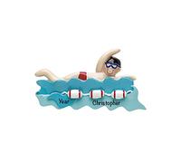 Personalised Boy Swimmer Ornament 2025 - Fast & Free 24h Customisation - Swimming Christmas Ornaments for Tree - Custom Gift Wrapped Water Sports Keepsake for Olympic Swim Team, Triathletes, Swimmers