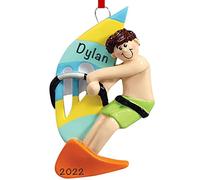 Personalised Boy Windsurfing Ornament 2025 - Fast & Free 24h Customisation - Water Sports Christmas Ornaments for Tree - Custom Gift Wrapped Wind Surfing Keepsake for Windsurfers, Beach Vacationers