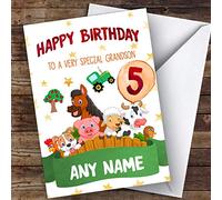 Personalised Boys Birthday Card Farm Animals 1st 2nd 3rd 4th 5th 6th Grandson | Birthday Card | Children's Birthday Card | Birthday Card for Kids