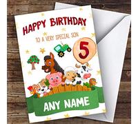 Personalised Boys Birthday Card Farm Animals 1st 2nd 3rd 4th 5th 6th Son | Birthday Card | Children's Birthday Card | Birthday Card for Kids