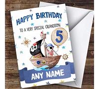 Personalised Boys Birthday Card Pirate 1st 2nd 3rd 4th 5th 6th Grandson | Birthday Card | Children's Birthday Card | Birthday Card for Kids