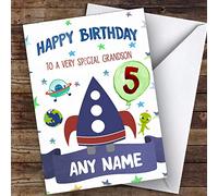 Personalised Boys Birthday Card Space Alien 1st 2nd 3rd 4th 5th 6th Grandson | Birthday Card | Children's Birthday Card | Birthday Card for Kids