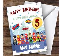 Personalised Boys Birthday Card Superhero 1st 2nd 3rd 4th 5th 6th Grandson - Special Personalised Birthday Card For Children, Kid's Birthday Card