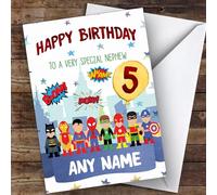 Personalised Boys Birthday Card Superhero 1st 2nd 3rd 4th 5th 6th Nephew - Special Personalised Birthday Card For Children, Kid's Birthday Card