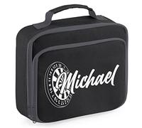 Personalised Boys Darts Lunch Bag Kids Gifts Back to School, 24cm x 20cm x 8cm, Black