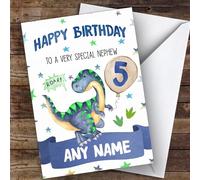 Personalised Boys Dinosaur Birthday Card - 1st to 6th Nephew | Children's Birthday Card