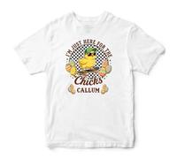Personalised Boys Easter T Shirt - Im Just Here for The Chicks Custom Name Tee - Funny Egg Hunt Kids Tshirt, 2-3 Years, White