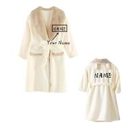 Personalised Boys & Girls Dressing Gown;Custom Kids Towelling Bathrobe with Embroidered Name;Personalised Childrens Flannels Bath Robe;5-13 Years (UK, Age, 11 Years, 13 Years, Regular, White)