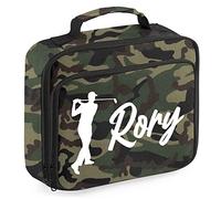 Personalised Boys Golf Player Lunch Cooler Bag, Custom Golfing Gifts Boys Lunch Box, Back to School Gifts for Son who Loves Playing Golf, 24cm x 20cm x 8cm, Camo