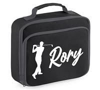 Personalised Boys Golf Player Lunch Cooler Bag, Custom Golfing Gifts Boys Lunch Box, Back to School Gifts for Son who Loves Playing Golf, 24cm x 20cm x 8cm, Black