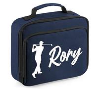 Personalised Boys Golf Player Lunch Cooler Bag, Custom Golfing Gifts Boys Lunch Box, Back to School Gifts for Son who Loves Playing Golf, 24cm x 20cm x 8cm, Navy