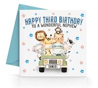 Personalised Boys Jungle Safari Animal Birthday Card Any Age, Relative & Message