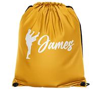 Personalised Boys Karate Drawstring Bag, Custom Martial Arts Gifts Boys PE Kit Bag, Back to School Gifts for Son who Loves Karate, One Size, Orange