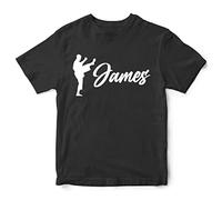Personalised Boys Karate T Shirt, Kids Custom Karate Gifts Boys Tee, Christmas and Birthday Gifts for Son who Loves Karate, 9-11 Years, Black