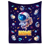 Personalised Boys Planet Blanket - Custom Name Kids Throw - Soft Flannel Fleece for Sofa Bed Travel, 4 Sizes