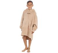 Personalised Boys Soft Coral Fleece Oversized Blanket Hoodie Giant Lounge Top Front Centre Brown Thread Beige One Size