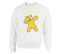 Personalised Boys Spotty Jumper Mens Dabbing Sweatshirt Pullover Bear Panda Dab School Girls Custom Kids Spotty Jumper Sweat Unisex Top Printed White - XX-Large