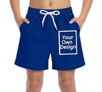 Personalised Boys Swimming Shorts with Photo Text Logo,UPF 50+ Sun Protection Swim Shorts,Summer Casual Swim Trunks for Kids Ages 4-15 Years,Create Your Own Surfing Trunks,Quick-Dry Stretch Fabric