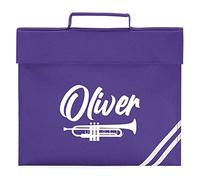 Personalised Boys Trumpet Bookbag, Kids Musician Gifts Boys Book Bag, Back to School Gifts for Son who Loves Playing The Trumpet, One Size, Purple