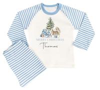Personalised Boys When I Wake Up Christmas Pyjamas Xmas Pjs (Blue Bunny Tree, 1-2 Years)
