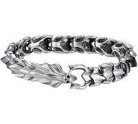 personalised bracelet,925 Sterling Silver Viking Celtic Dragon Bracelet Vintage Style Nordic Amulet Jewelry Men Cuff Bangle (Size : 22cm) (Color : Onecolor, Size : 22cm)