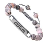 Personalised bracelet, Custom bracelet Name/Text/Image for relationship couples, Adjustable Dad ID Identity Birthday Gift Engraved, Men Women Boyfriend Girlfriend Jewelry (Pink)