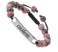 Personalised bracelet, Custom bracelet Name/Text/Image for relationship couples, Adjustable Dad ID Identity Birthday Gift Engraved, Men Women Boyfriend Girlfriend Jewelry (Red)