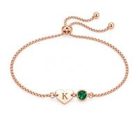 Personalised Bracelets for Womens, Customised Jewellery Gifts | Custom Initial Number Name & Birthstone for Her Girls Birthday Anniversary, Adjustable Chain