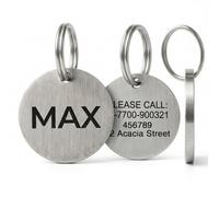 Personalised Brass Pet ID Tag for Dogs & Cats - Deep Engraved Double Sided Name Tag - Durable Brushed Metal Collar Identification Tag - UK Engraved - 20mm 25mm 30mm 35mm